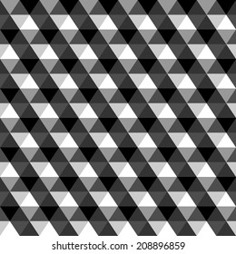 Black and white geometric triangles seamless pattern, vector