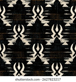 Black and white, geometric tribal pattern. grunge lines ikat pattern, striped seamless pattern, Vector illustration background for print the paper.