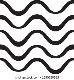 Bandas onduladas geométricas de color negro y blanco. Patrón vectorial transparente para la impresión textil.