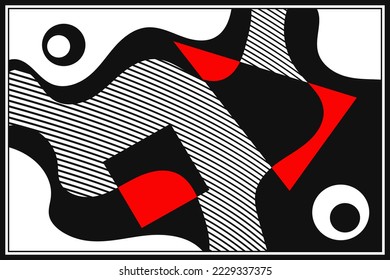 Black and white geometric vector background. Abstract shapes.