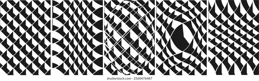 black and white geometric vector, black and white squres on white background with 3d effects. Trendy and Retro patterns background for cover design, poster and interior.