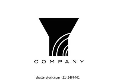 black and white geometric Y alphabet letter logo icon design. Creative template for company and business with lines
