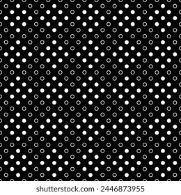 Black and white geometrical circle pattern background - monochrome abstract vector graphic design from circles