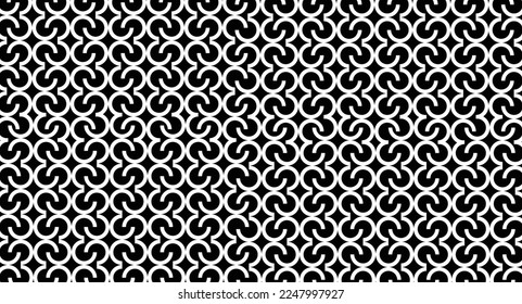 Black and white geometrical pattern design. Inspired by number 3 or S letter. Good for carpets, rugs, or any fabrics.