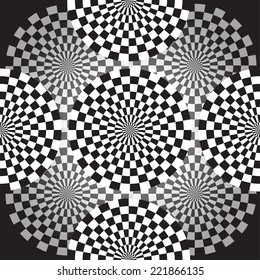 Black and white geometrical round pattern. Seamless texture.Vector art