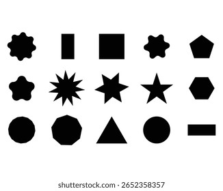 Black and White Geometry Icons Collection, Vector EPS File.