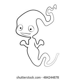Black and white ghost cartoon. Isolated on white background