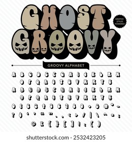 Black and White Ghost Groove Retro Vintage Display Bold Font alphabet