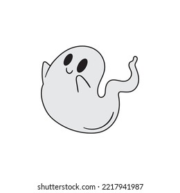 Black and white ghost spirit in simple style on Halloween. Suitable vector for design and illustration in Halloween Event