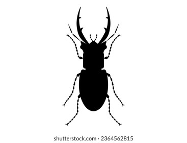 Black and White Giant Stag Beetle Clipart
