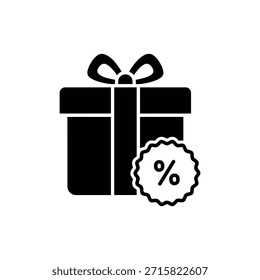 Black and White Gift Box Discount Icon