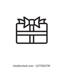 black and white gift box icon isolated on white background