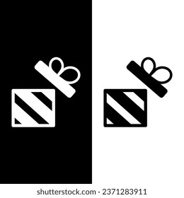 black and white gift box icon