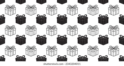 black white gift box seamless pattern