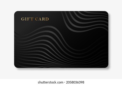 Plantilla de diseño de tarjetas regalo en blanco y negro con ondas aisladas en fondo blanco. Vector