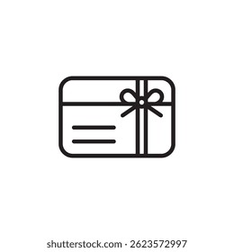 Black and White Gift Card Icon Vector Representing Digital Rewards, Gifting, and E-Commerce for Digital Artwork Editable Illustration Isolated on a White Background
