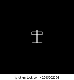 Icono de regalo en blanco y negro