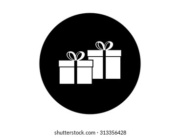 Black and white gift icon on white background    