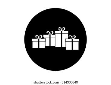 Black and white gift icon on white background    