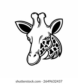 black and white giraffe head mascot can be used for tattoos and clothing