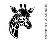 Black and White Giraffe Head Silhouette