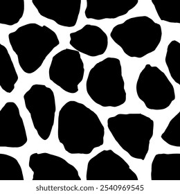 Schwarz-Weiß-Giraffenmuster. Animal Skin Nahtloses Muster für Druck, Textilien, Verpackung. Schwarzweiß-Vektorgrafik. 