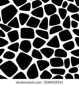 Black and White Giraffe Pattern. Animal Skin Seamless Pattern For Print, Textile, Packaging. Black and White Vector Illustration. 