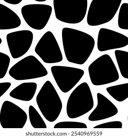 Black and White Giraffe Pattern. Animal Skin Seamless Pattern For Print, Textile, Packaging. Black and White Vector Illustration. 