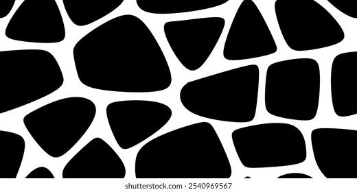 Patrón de jirafa blanco y negro. Patrón inconsútil de la piel animal para la impresión, materia textil, empaquetado. Ilustración vectorial en blanco y negro. 