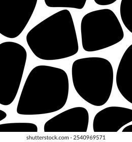 Black and White Giraffe Pattern. Animal Skin Seamless Pattern For Print, Textile, Packaging. Black and White Vector Illustration. 