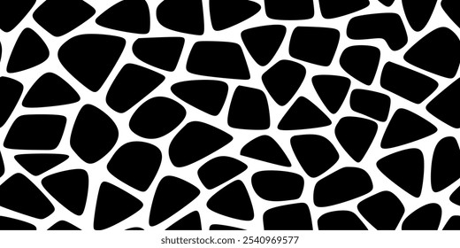 Padrão de girafa preto e branco. Padrão Sem Costura Da Pele Do Animal Para Impressão, Têxtil, Embalagem. Ilustração de vetor em preto e branco. 