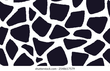 Patrón de jirafa blanco y negro. Patrón inconsútil de la piel animal para la impresión, materia textil, empaquetado. Ilustración vectorial en blanco y negro. 