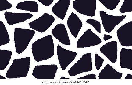 Black and White Giraffe Pattern. Animal Skin Seamless Pattern For Print, Textile, Packaging. Black and White Vector Illustration. 