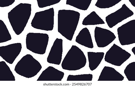 Black and White Giraffe Pattern. Animal Skin Seamless Pattern For Print, Textile, Packaging. Black and White Vector Illustration. 