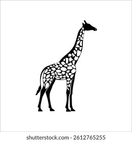 
black and white giraffe vector with white background