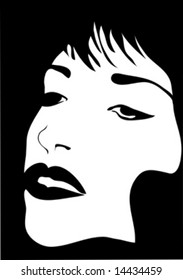Black And White Girl Face, vector