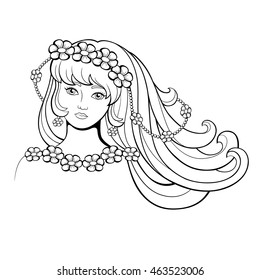 Vector Doodle Pattern Girl His Long Stock Vector (Royalty Free) 377917504