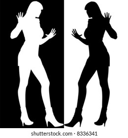 Black And White Girls Silhouette Mirror