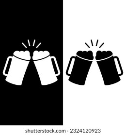 black and white a glass of beer icon vector logo template