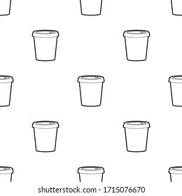 black and white glass of tea or coffee object seamless pattern, background, wallpaper, isolate, vector illustrator