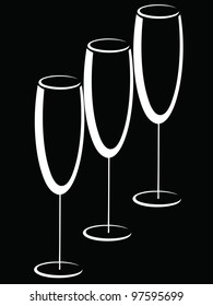 Black and white glasses of champagne