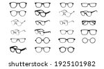 Black and white Glasses frames. Vector Isolated Set of Different Glasses Frames