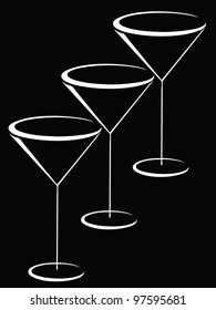 Black and white glasses of martini