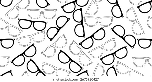 black white Glasses seamless pattern