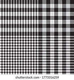 Black and White Glen Plaid textured seamless pattern suitable for fashion textiles and graphics