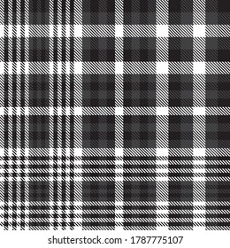 Black and White Glen Plaid textured seamless pattern suitable for fashion textiles and graphics
