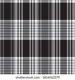 Black and White Glen Plaid textured seamless pattern suitable for fashion textiles and graphics