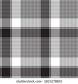 Black and White Glen Plaid textured seamless pattern suitable for fashion textiles and graphics