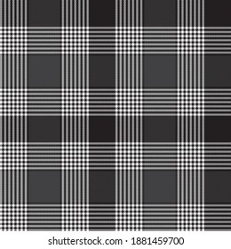 Black and White Glen Plaid textured seamless pattern suitable for fashion textiles and graphics