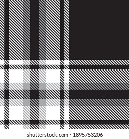 Black and White Glen Plaid textured seamless pattern suitable for fashion textiles and graphics